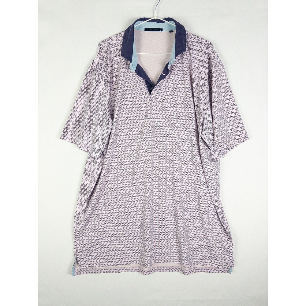 Greyson Golf Polo Shirt Mens XL Pink Purple Geometric Print Country Club Perform